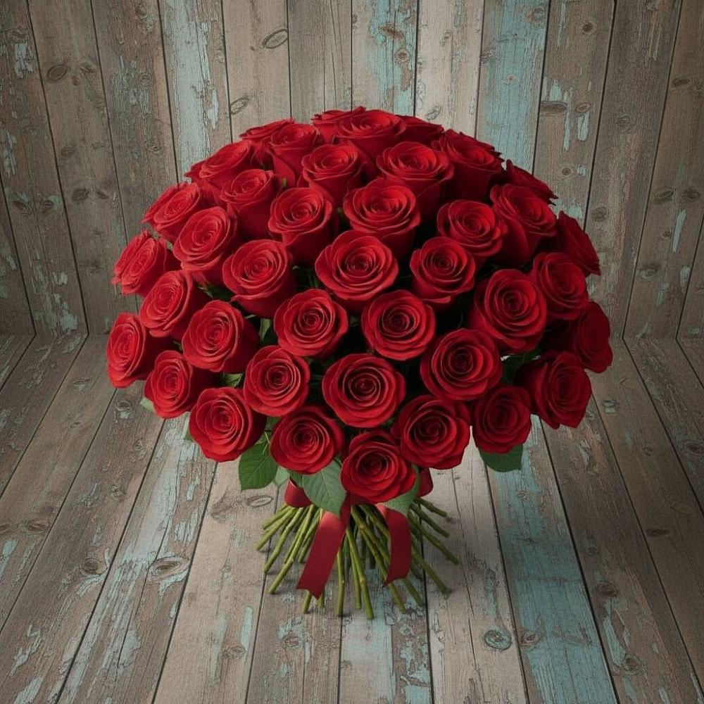 Букет 55 Красных роз Фридом в Кочубеевском