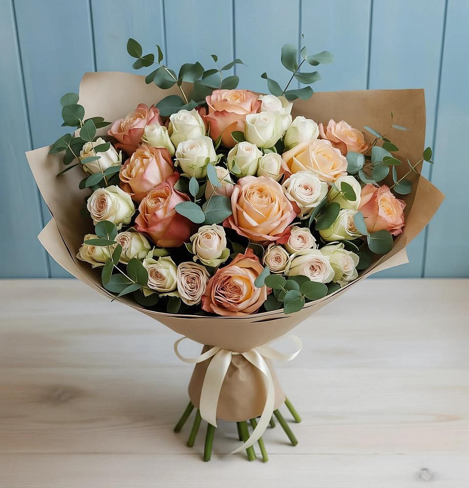 Букет цветов из: Альстромерии и Розы в Кочубеевском