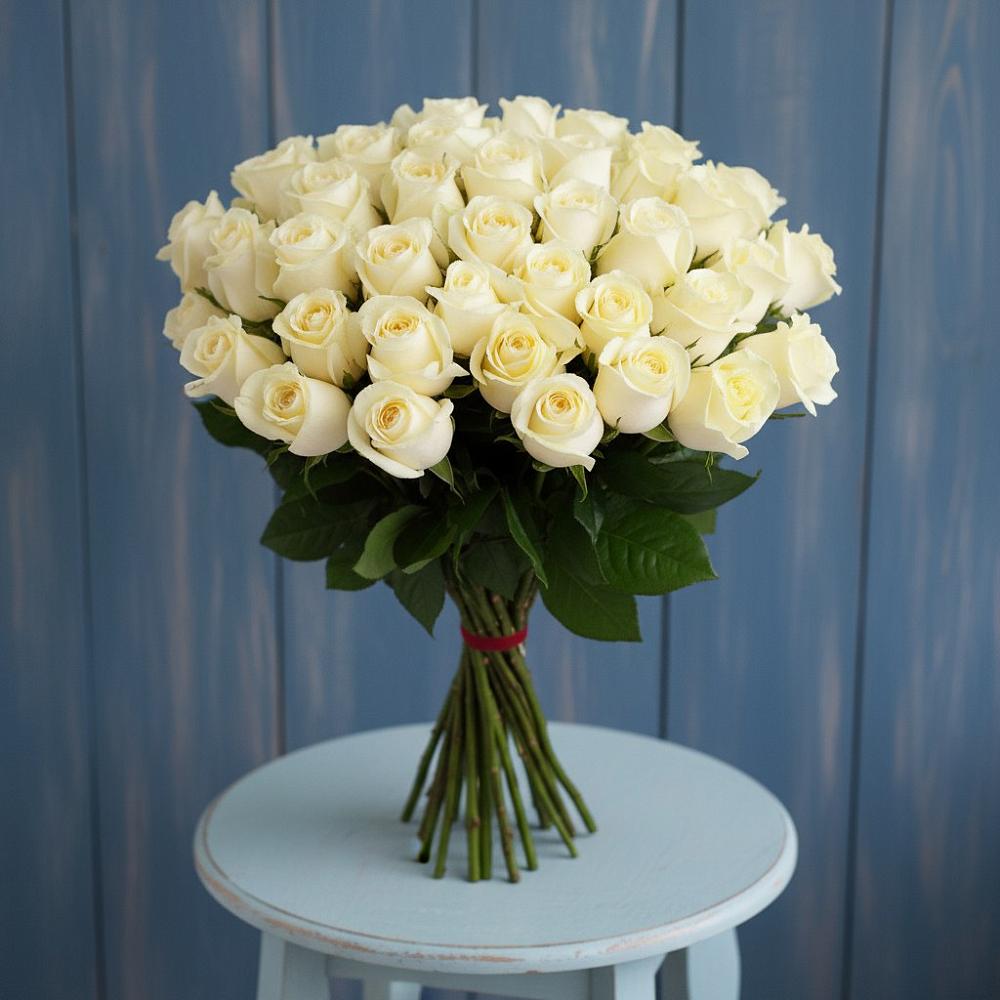 Букет 51 Белая роза Эдлесс Лав в Кочубеевском