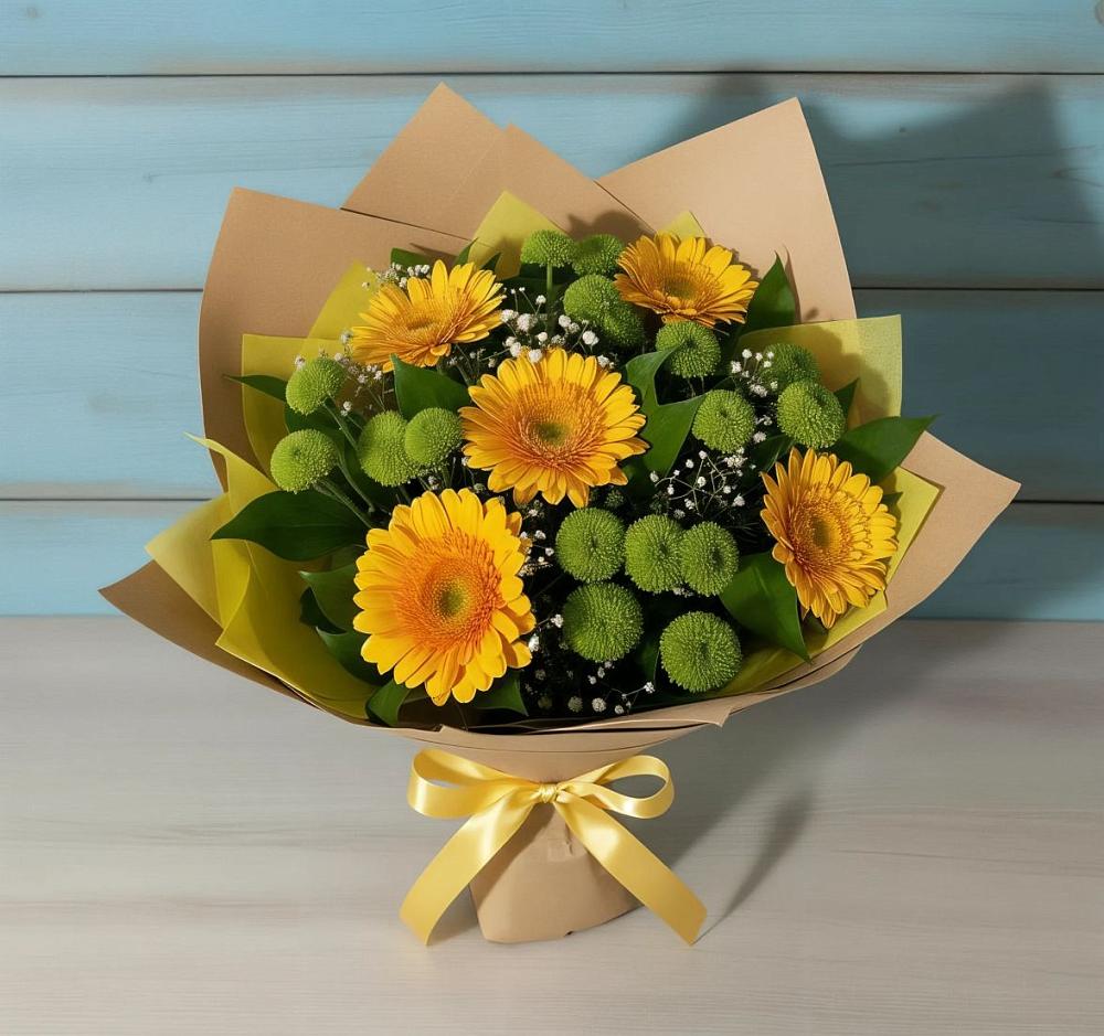 Букет цветов из: Герберы и Хризантемы в Кочубеевском