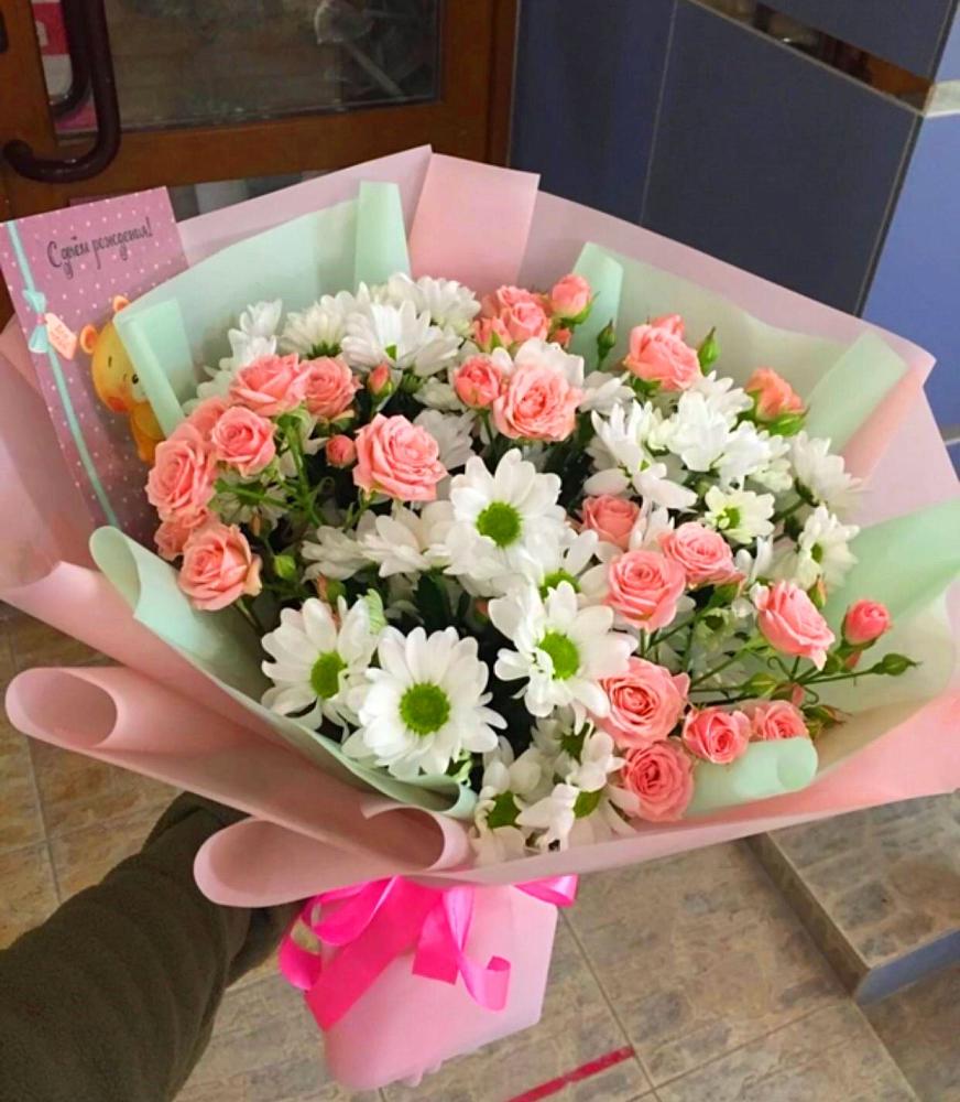 Букет цветов из: Розы и Хризантемы в Кочубеевском