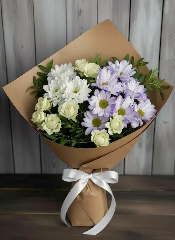 Букет цветов из: Хризантемы и Розы в Кочубеевском